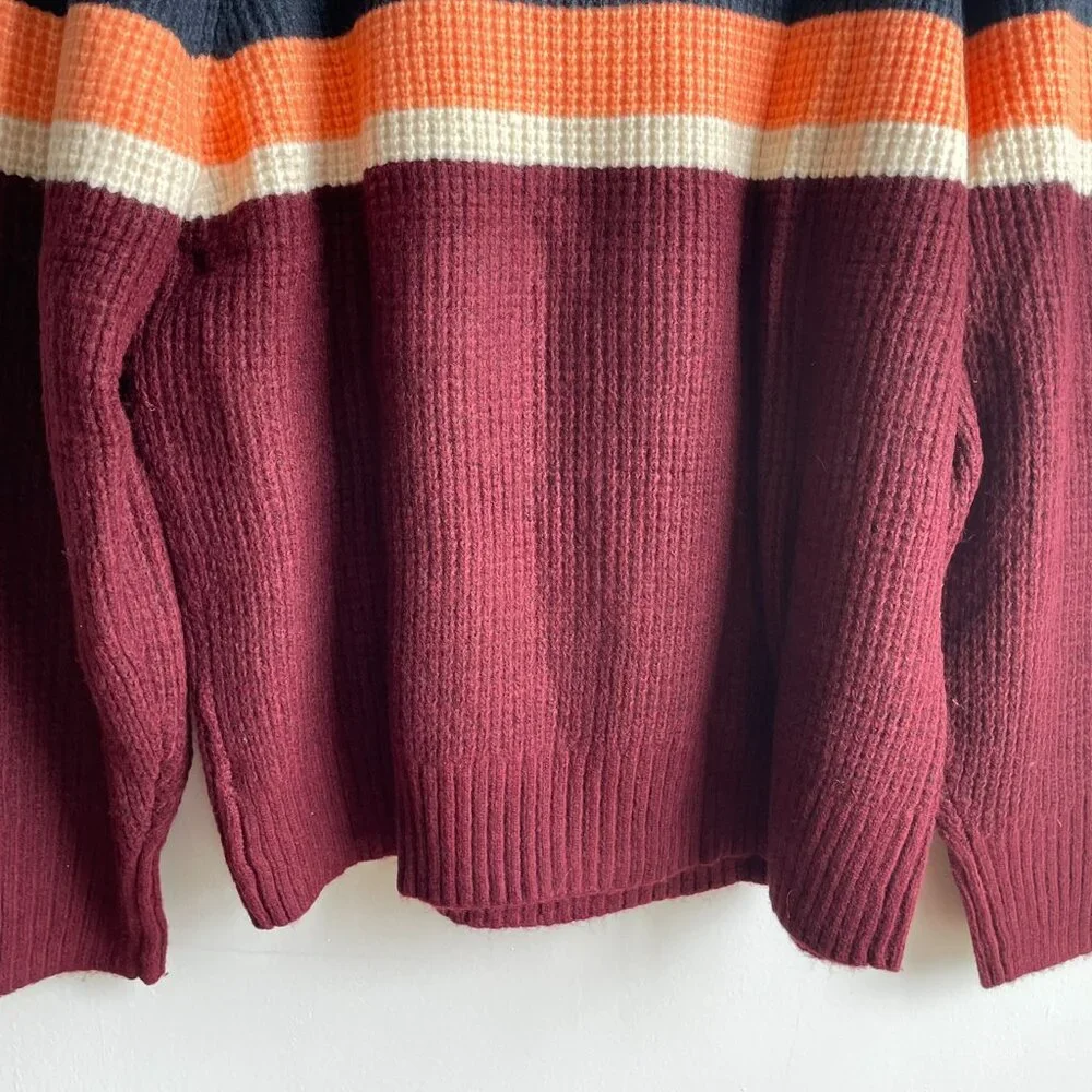 Goodfellow & Co - Men’s Striped Red & Blue Zip-Up Pullover Sweater - Men's XL​